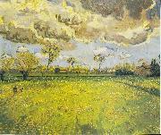 Vincent Van Gogh Meadow with flowers under a stormy sky France oil painting artist